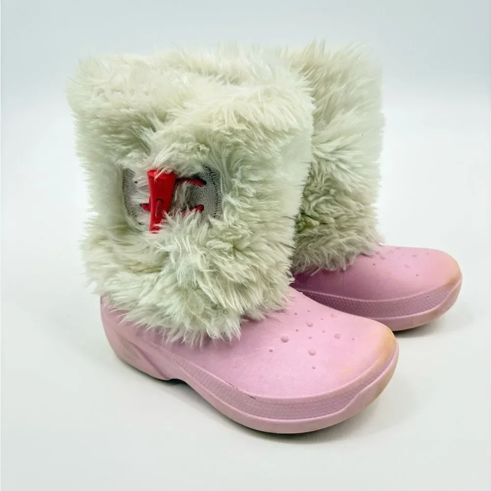 Crocs | Pink and White Fur-Lined Boots